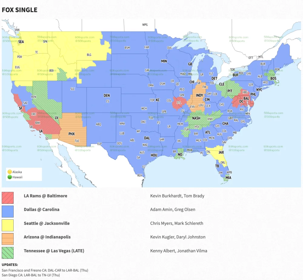 2025 Week 6 Late TV Map