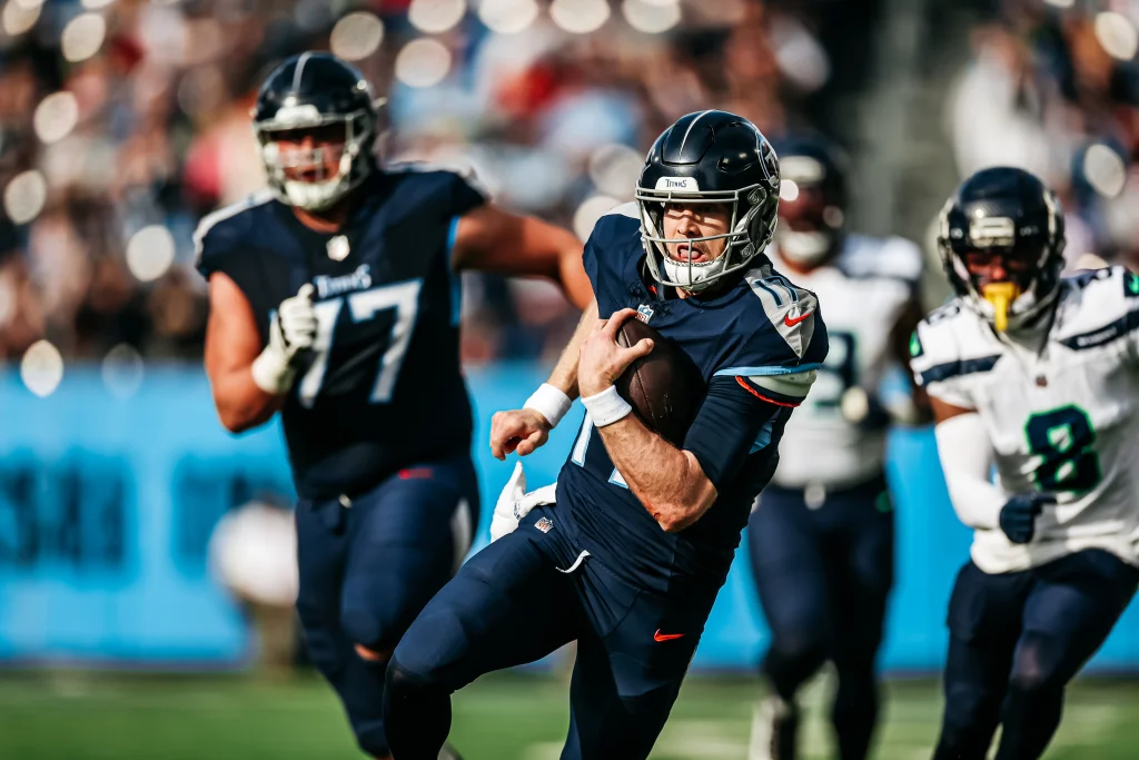 Ryan Tannehill runs against the Seahawks