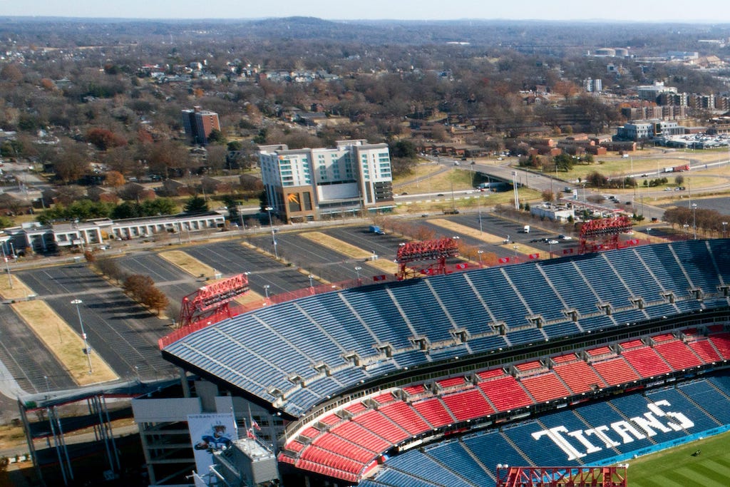 The location for a new Tennessee Titans stadium.