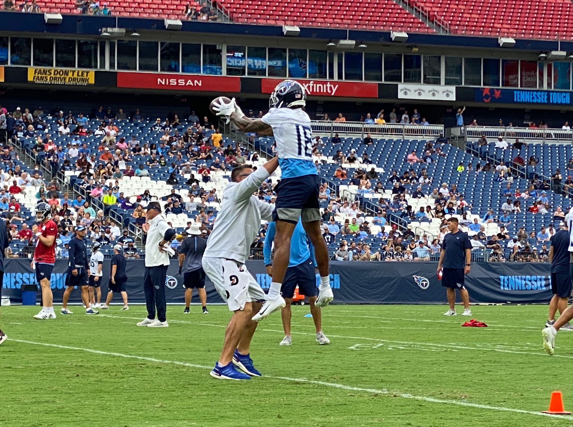 Josh Reynolds Catching A Pass During Titans' Training Camp